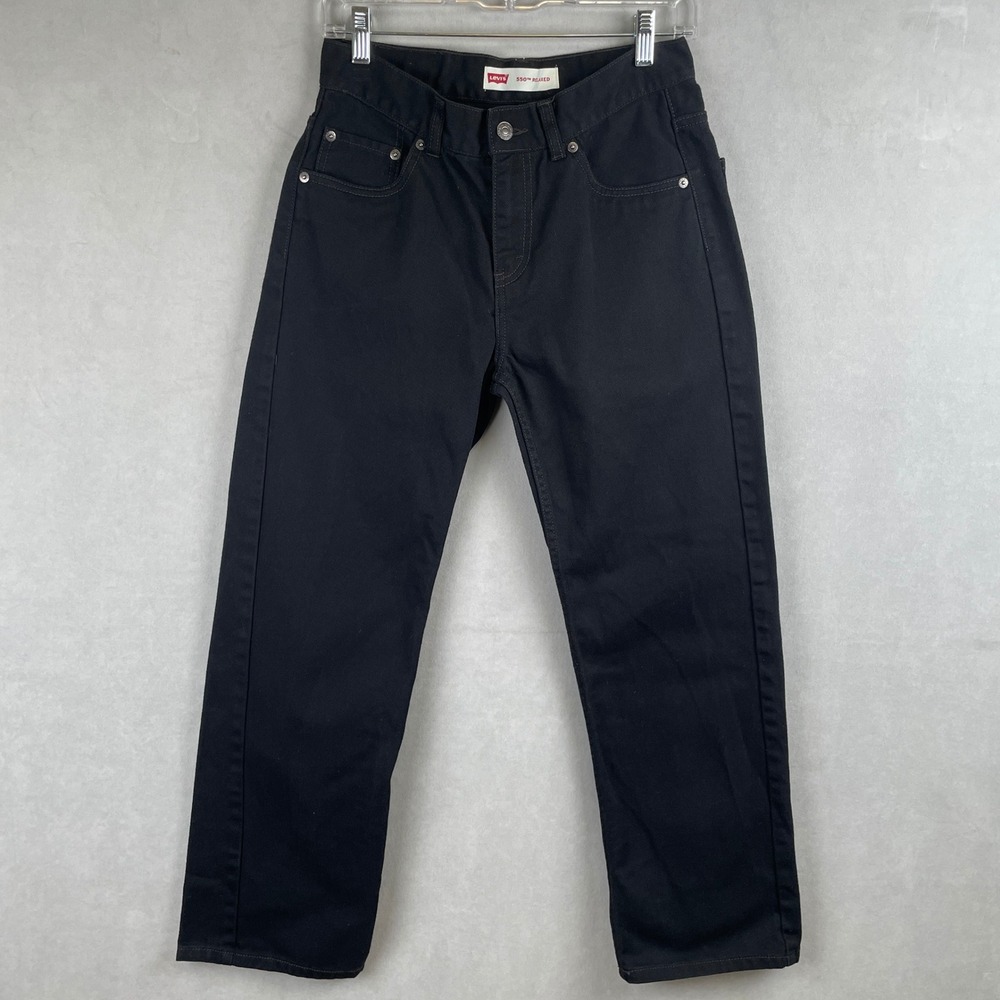 Levi's 550 Relaxed Boys 18 Reg Black Jeans W29 L29 Tapered Leg Cotton Denim B2S